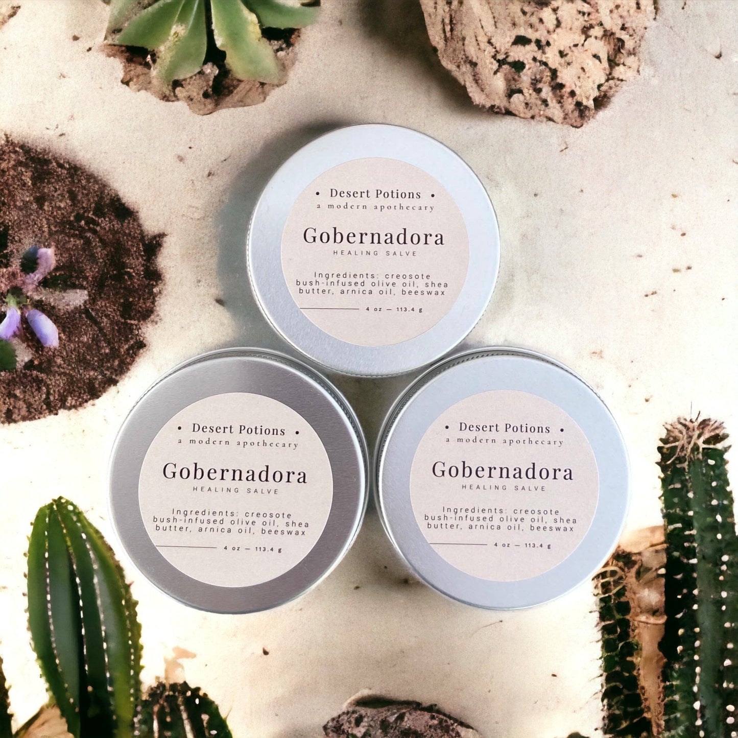 product flatlay of gobernadora healing salve